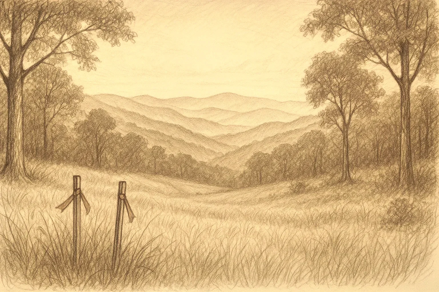 Aerial sketch of a mountain building lot with ridgeline views
